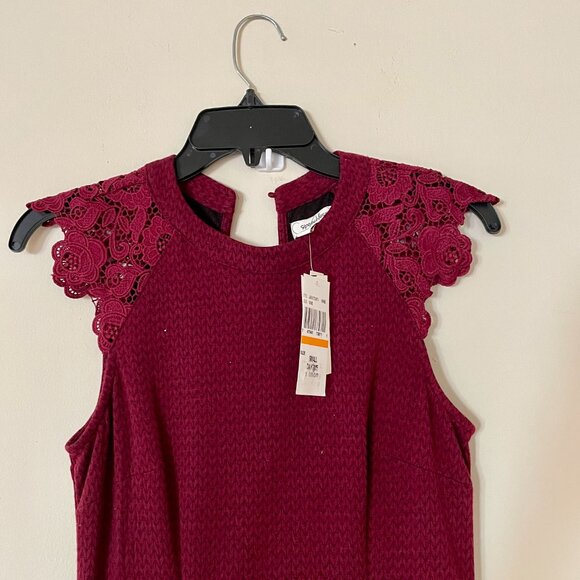 Wine color sleeveless dress - Picture 8 of 9